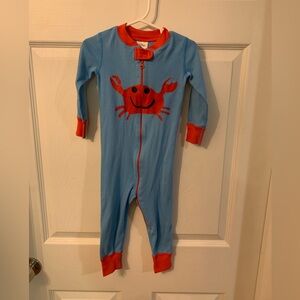 Hanna Andersson boys Blue Crab zip up One Piece 18-24 months